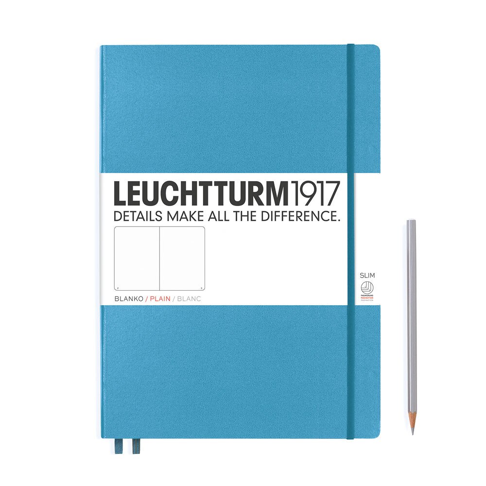 Leuchtturm 1917 Master Slim A4+ Hardcover Notebook 121ct – Nordic Blue – Plain